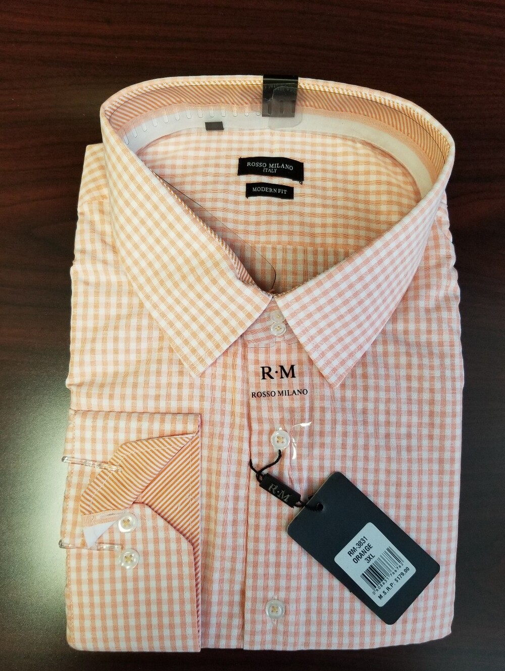 Men's Peach Check Modern Fit  Shirt